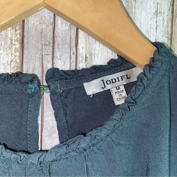 Jodifl Blue/Green Eyelet Long Sleeve Blouse - Picture 4 of 4